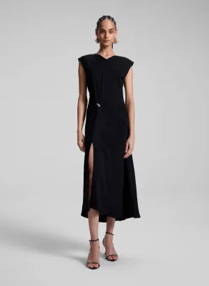 Mary Hammered Crepe Midi Dress