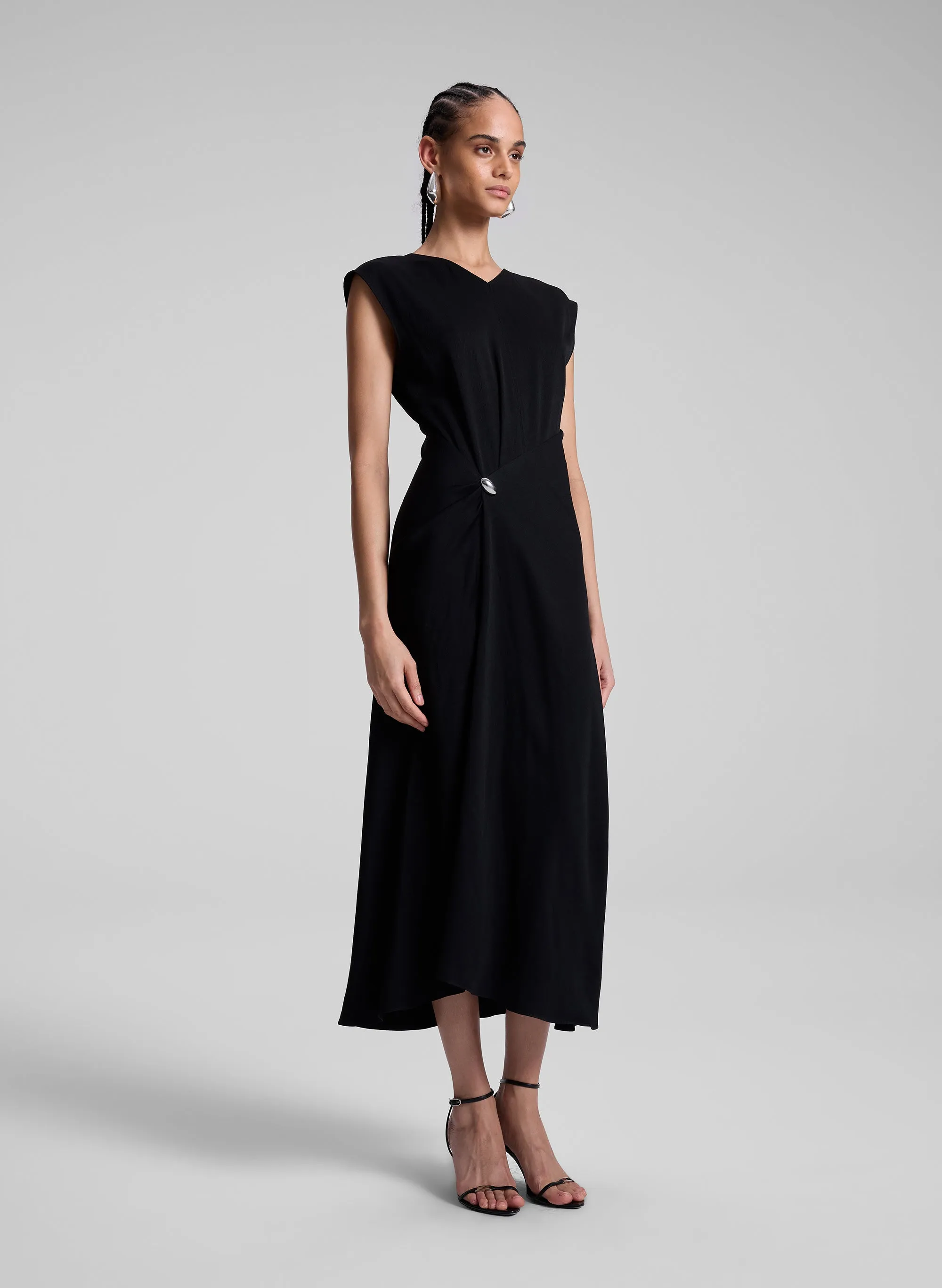 Mary Hammered Crepe Midi Dress