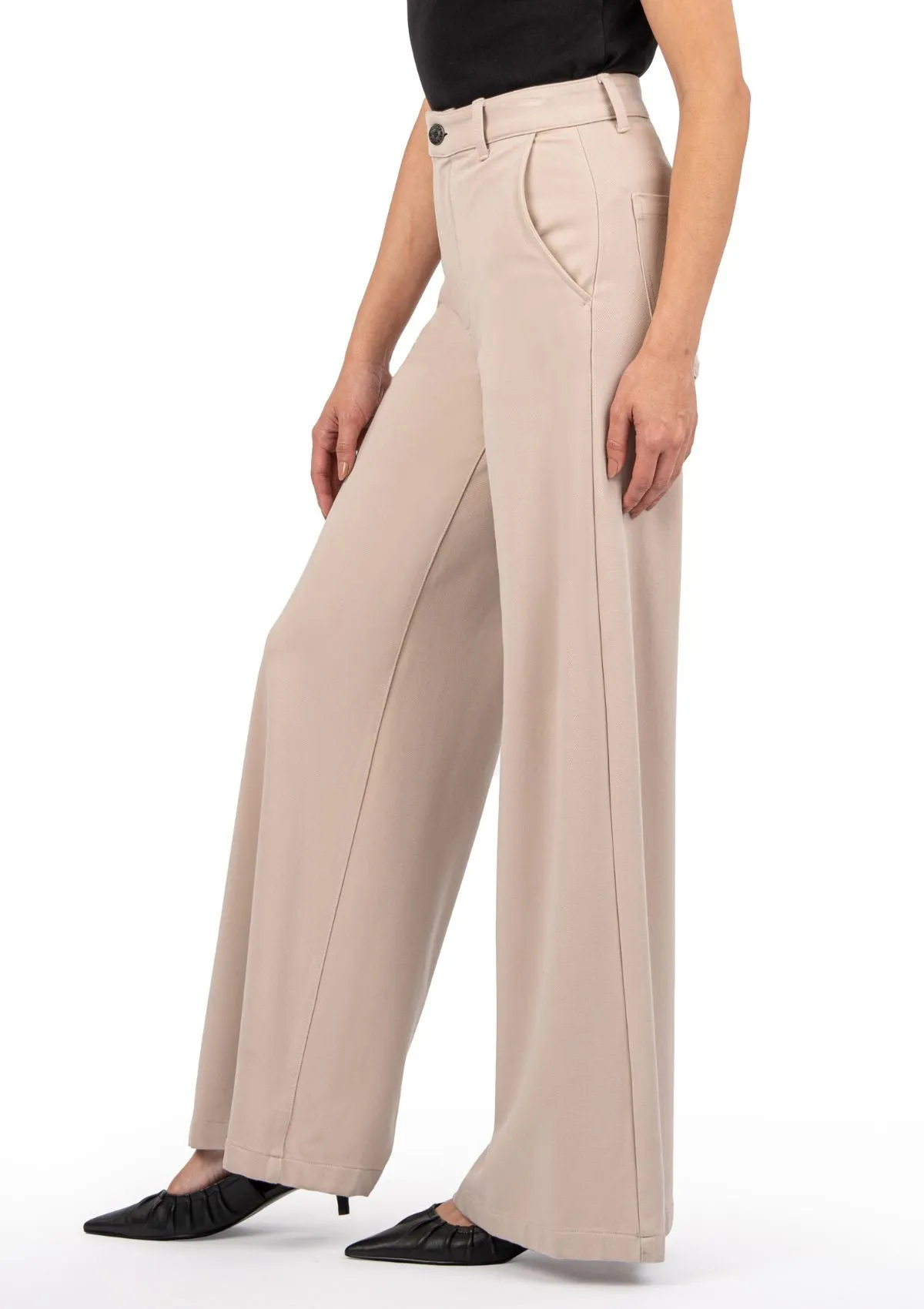 Meg Wide Leg Pants - Stone