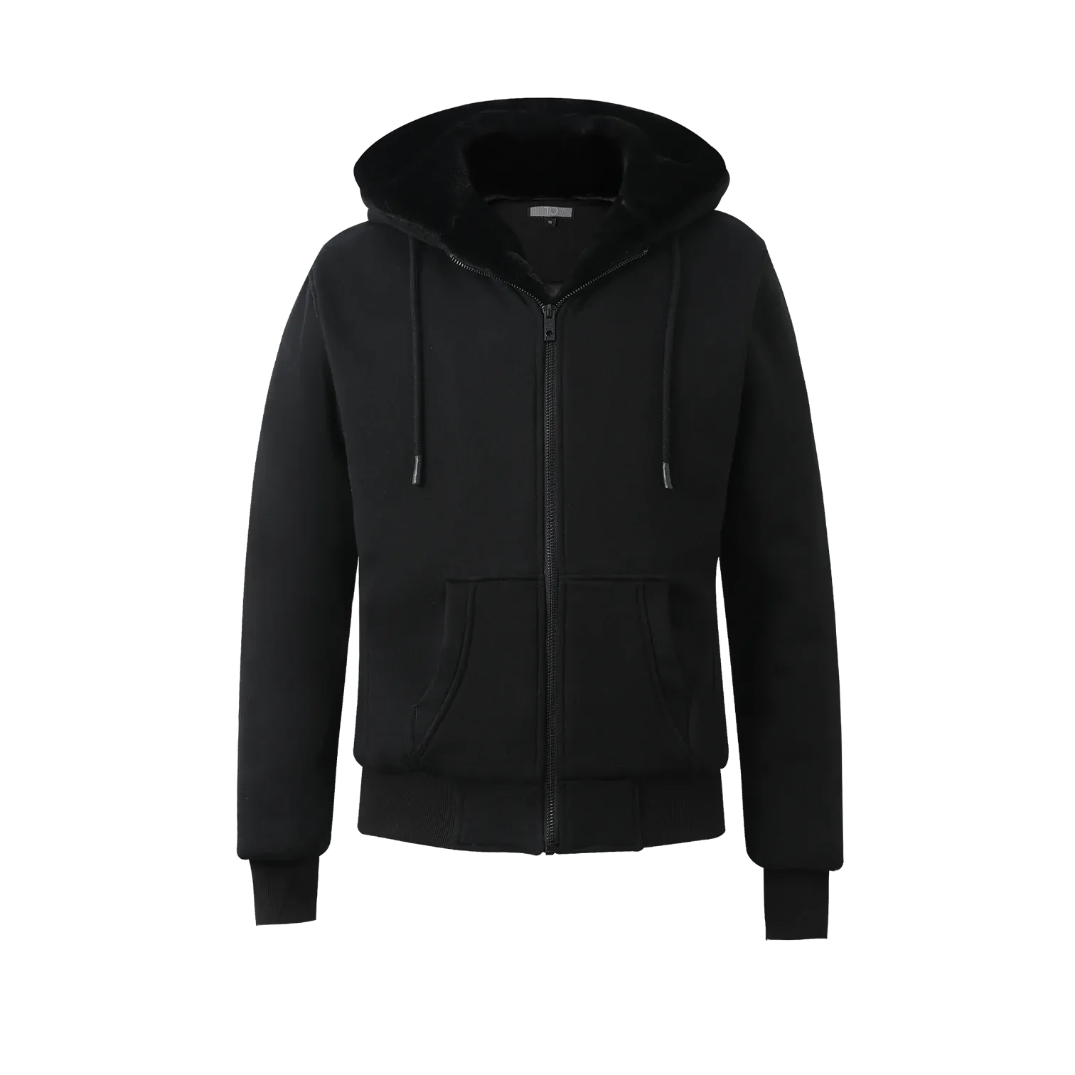 Men's Black Hoodie with Black Removable Fur