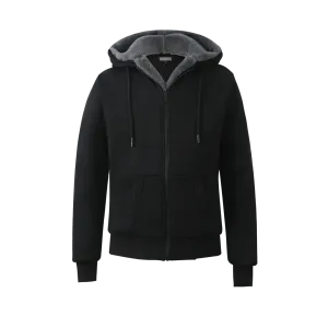 Men's Black Hoodie with Charcoal Removable Fur