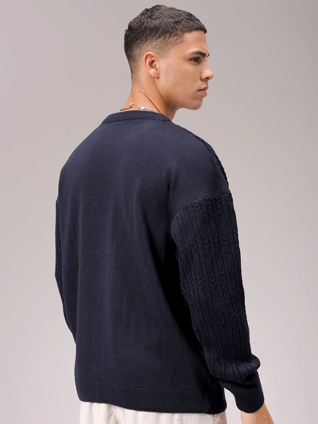 Men's Black Oversized Textured Sweater