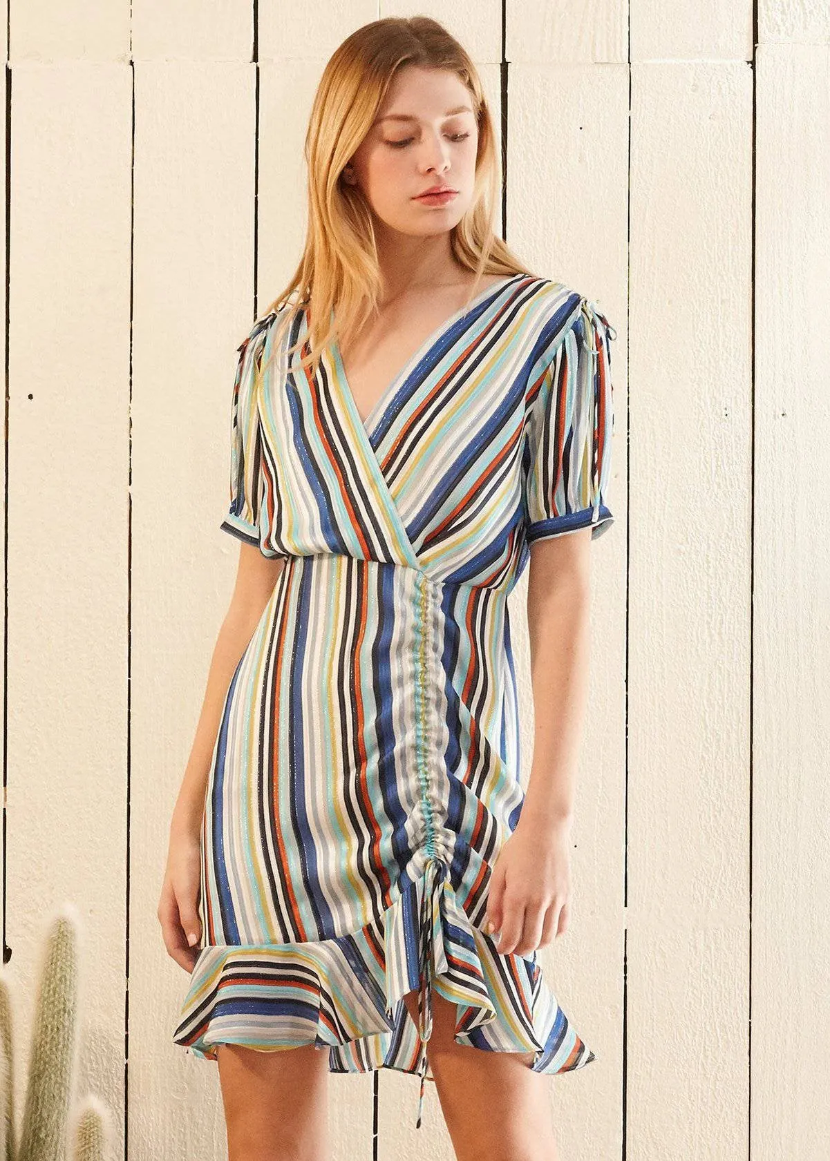 Multi-color Ruched Dress in Beach