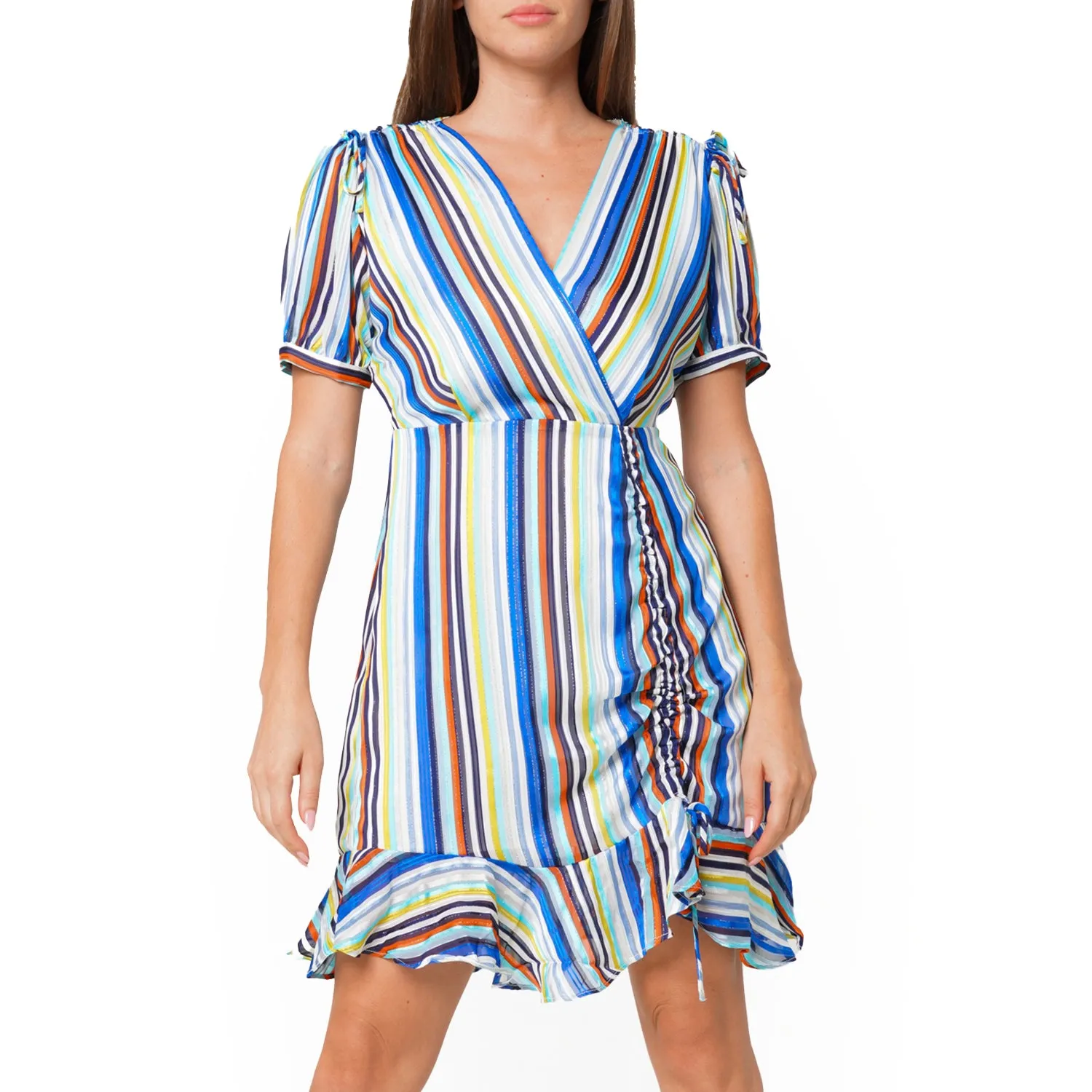 Multi-color Ruched Dress in Beach