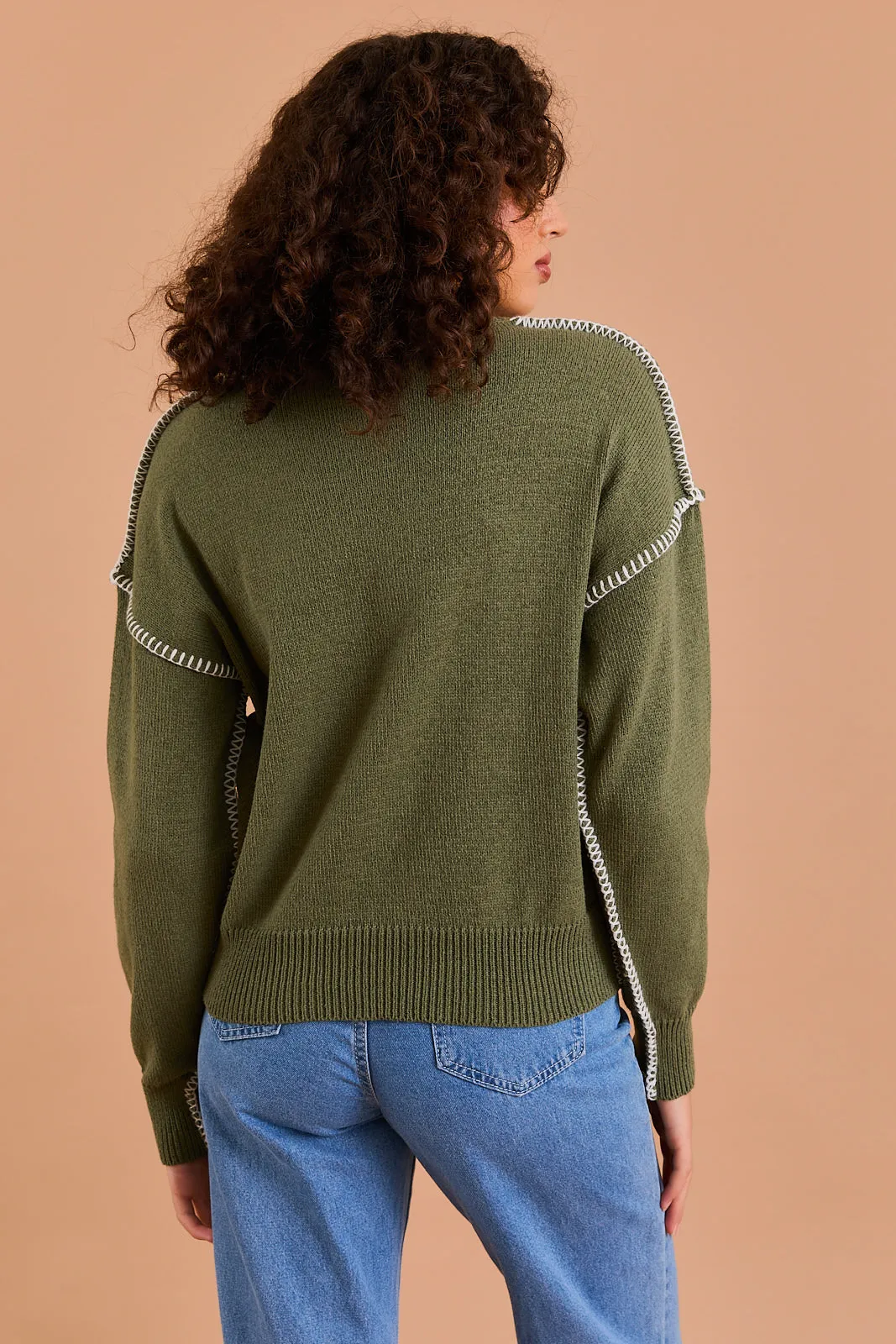 Olive Stitched Sweater