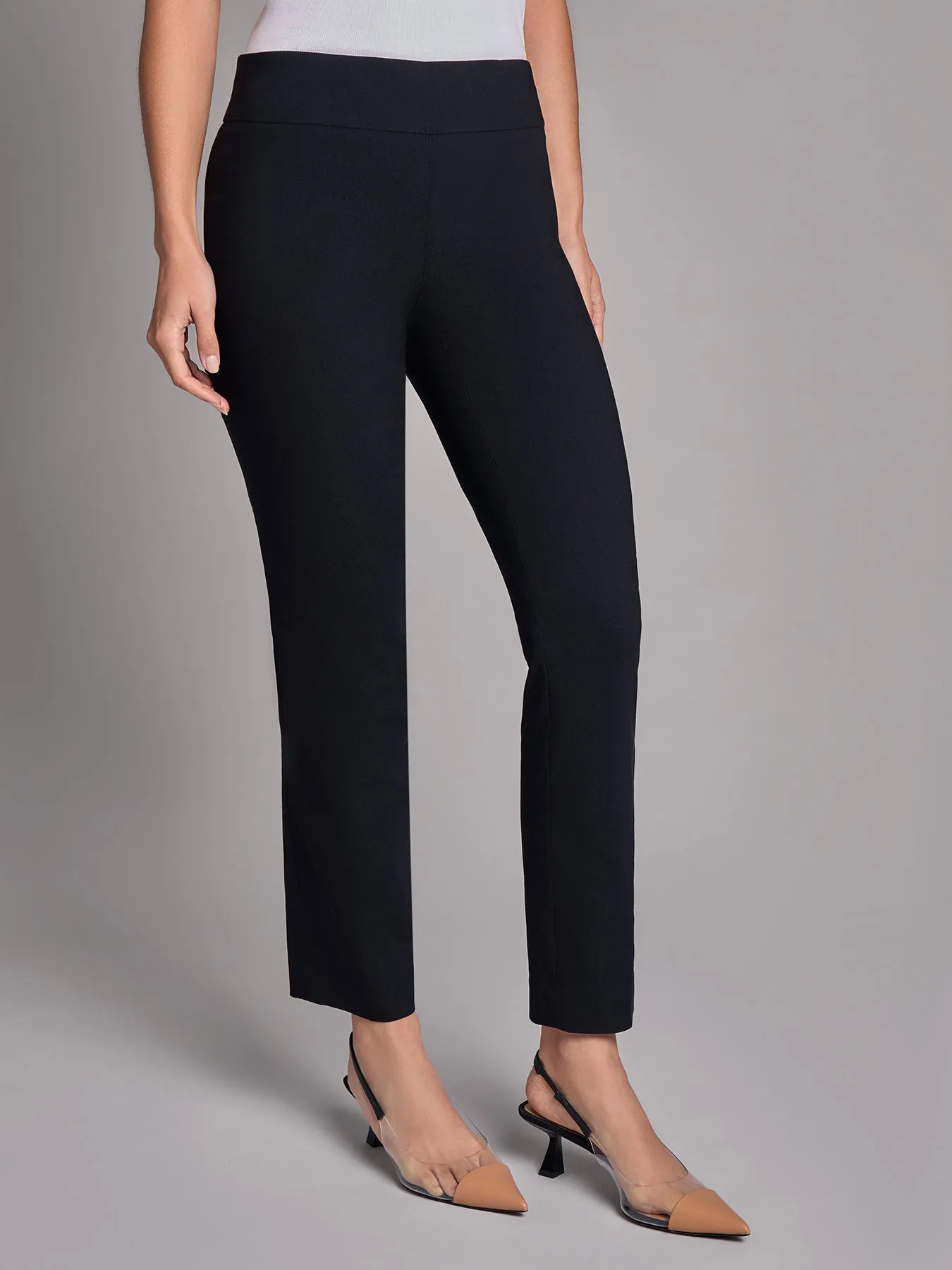 Petite Pull-On Straight Leg Pants, Stretch Twill