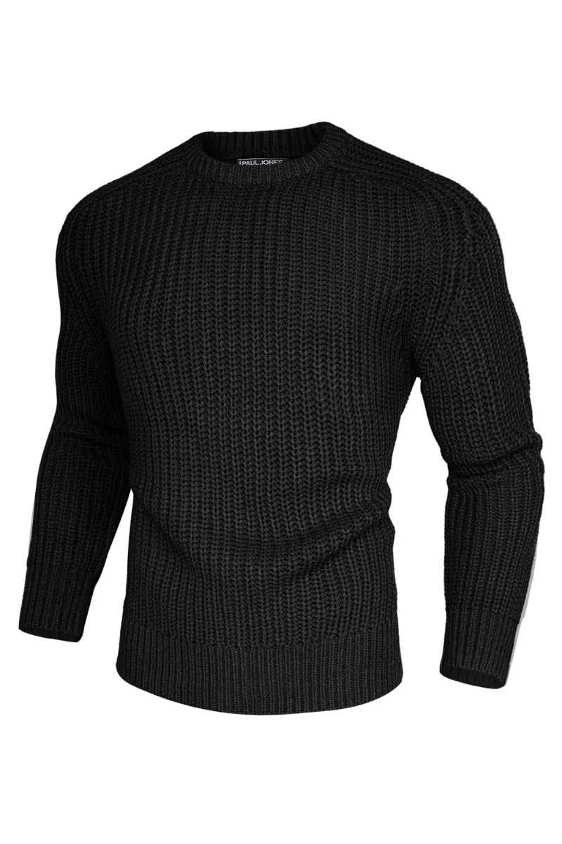 PJ Men Textured Sweater Long Sleeve Crew Neck Dropped Shoulder Pullover