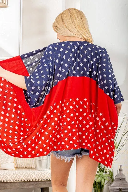 Plus Size Solid and Star Open Cardigan