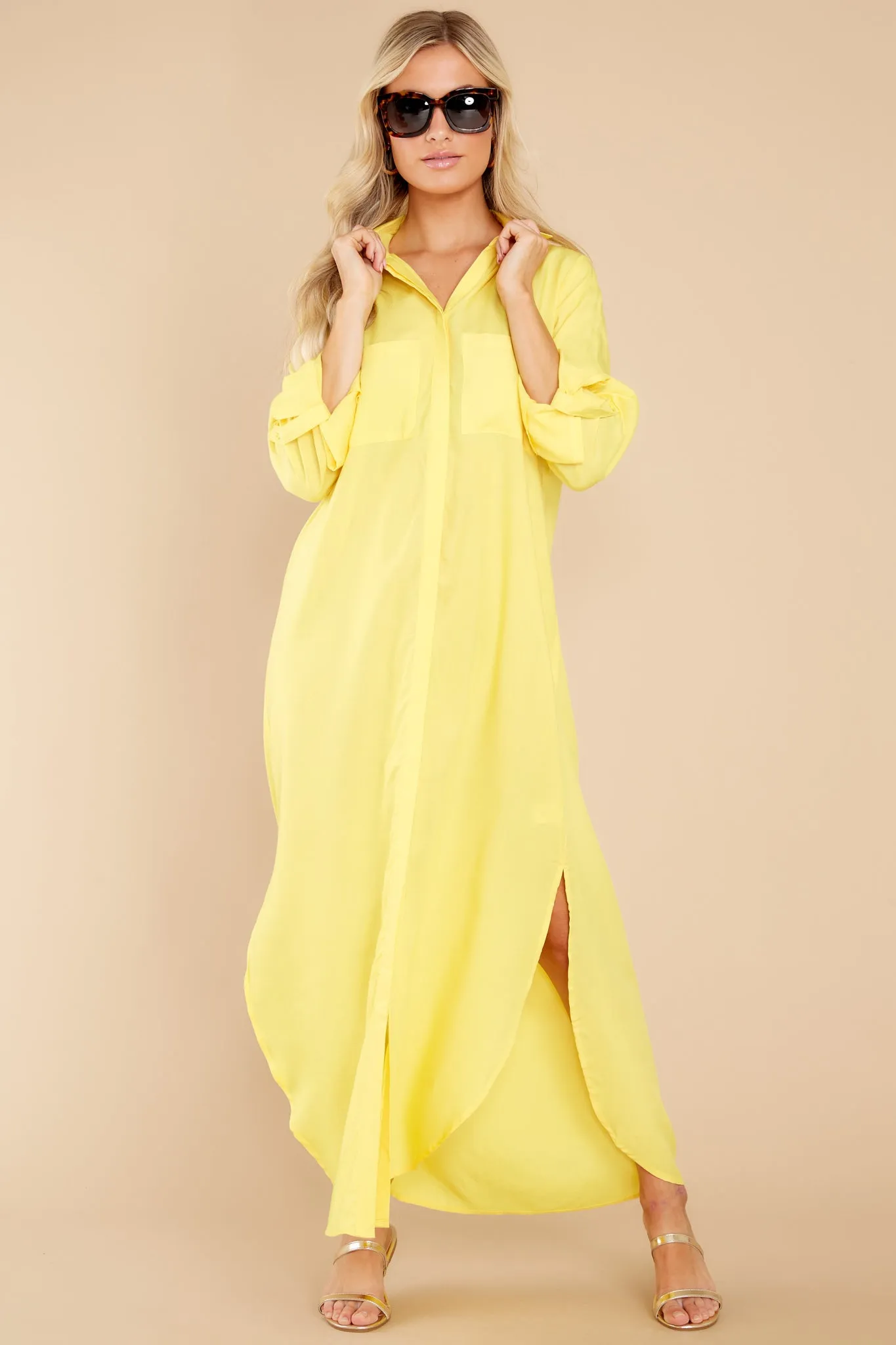 Polished Enterprise Yellow Cover Up Dress