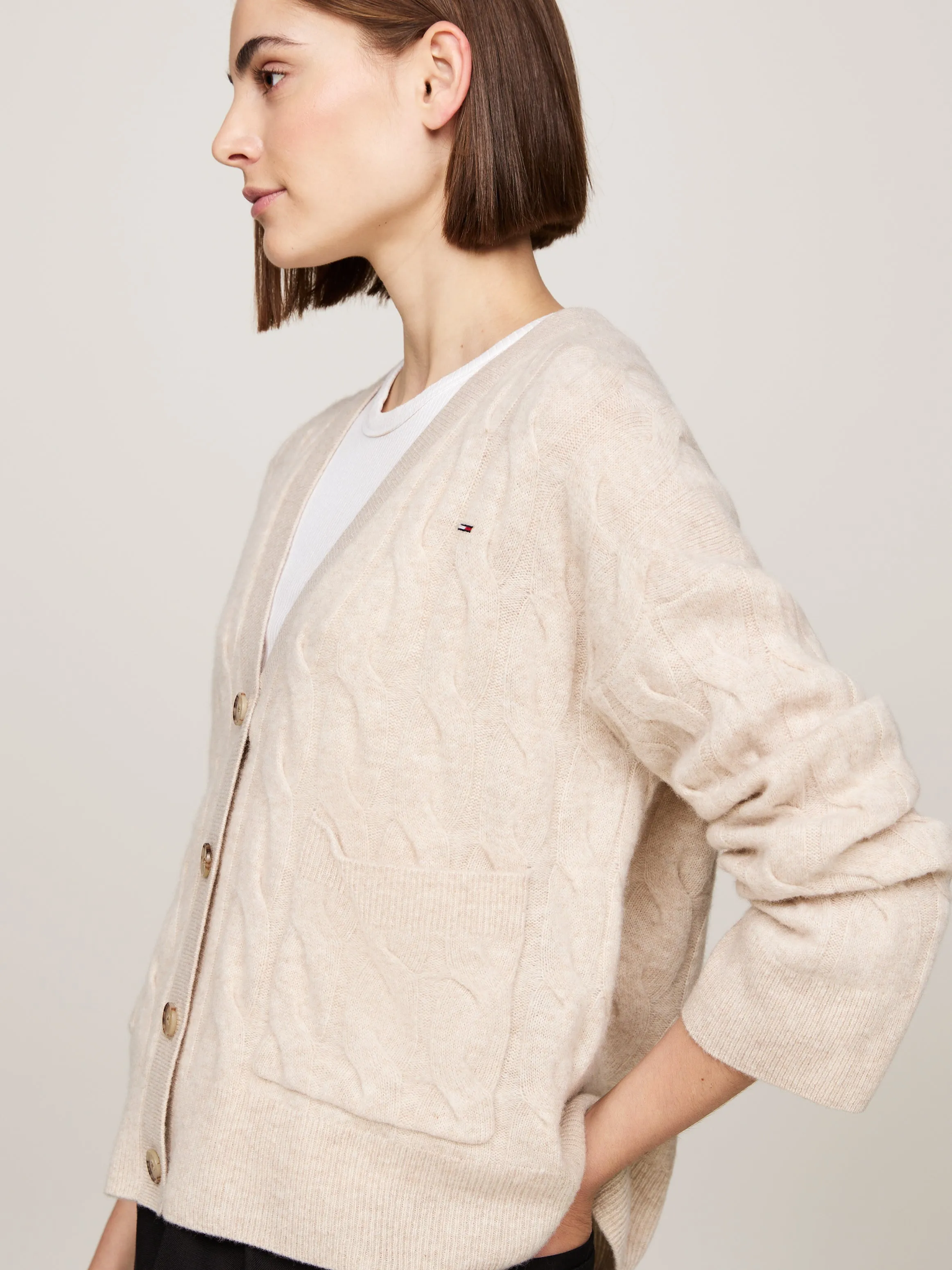 Pure Wool Oversized V-Neck Cardigan