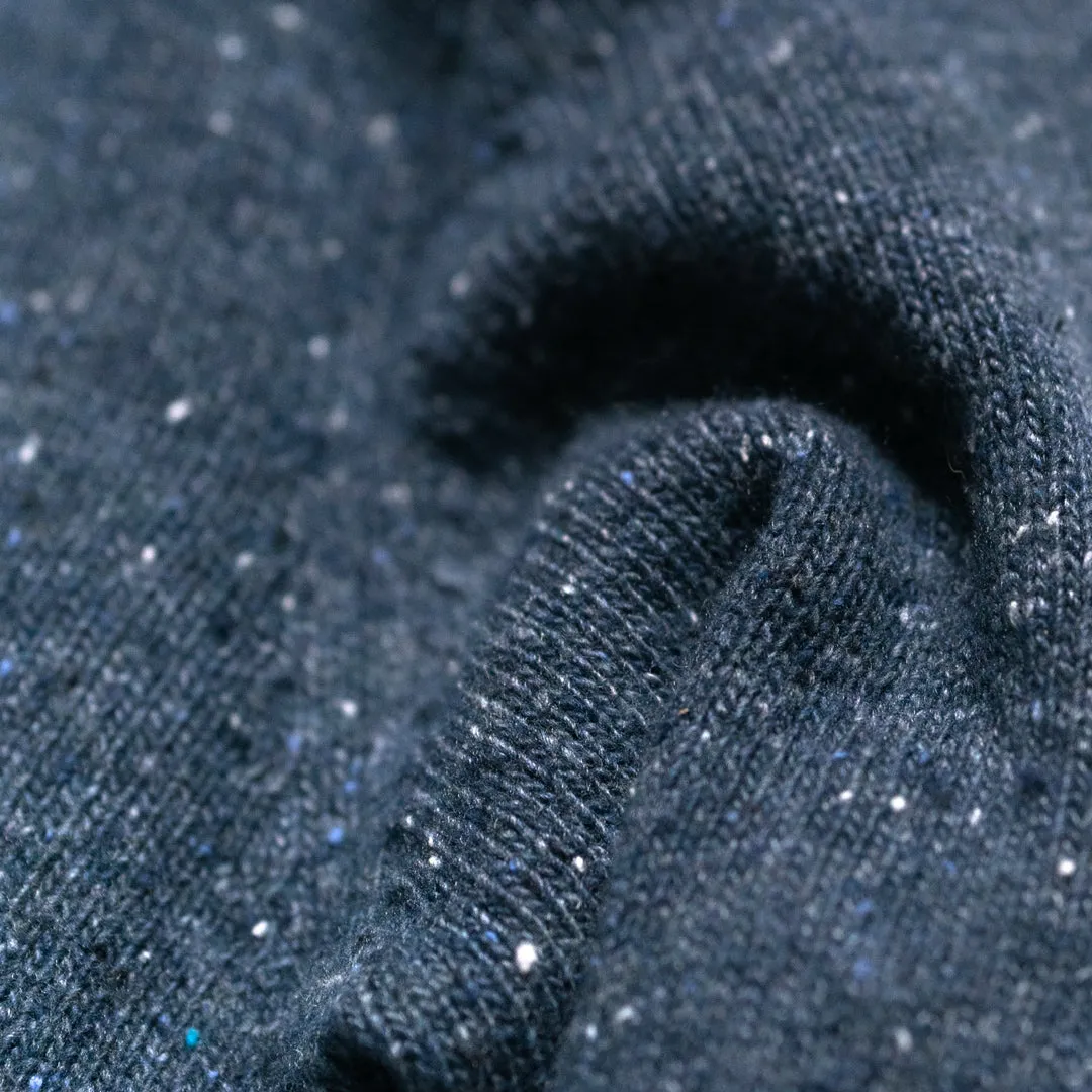 Quarter Button Wool Sweater | Navy Fleck