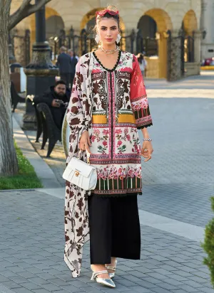 Red And Black Printed Palazzo Style Pant Suit