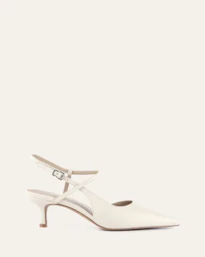 RICKI MID HEELS OFF WHITE LEATHER