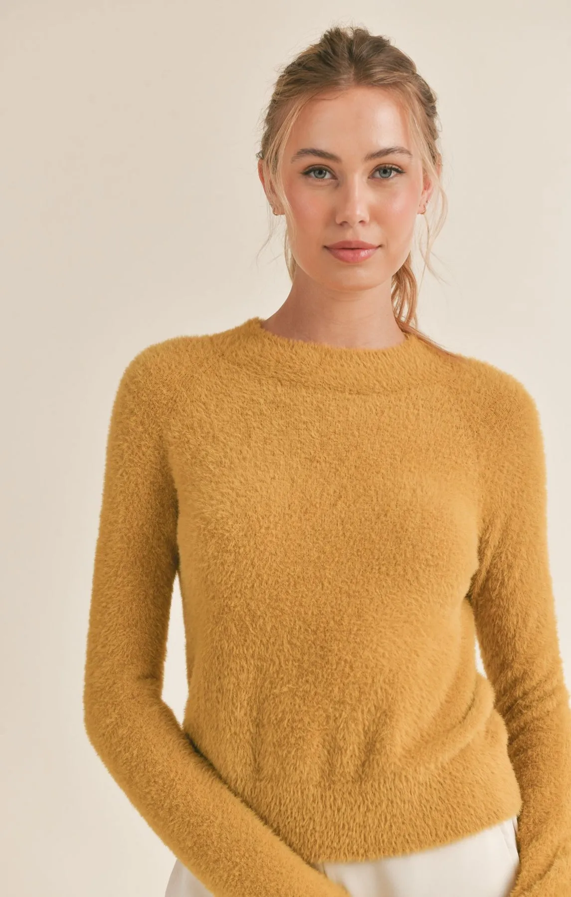 Sadie & Sage Ari Fuzzy Sweater in Golden