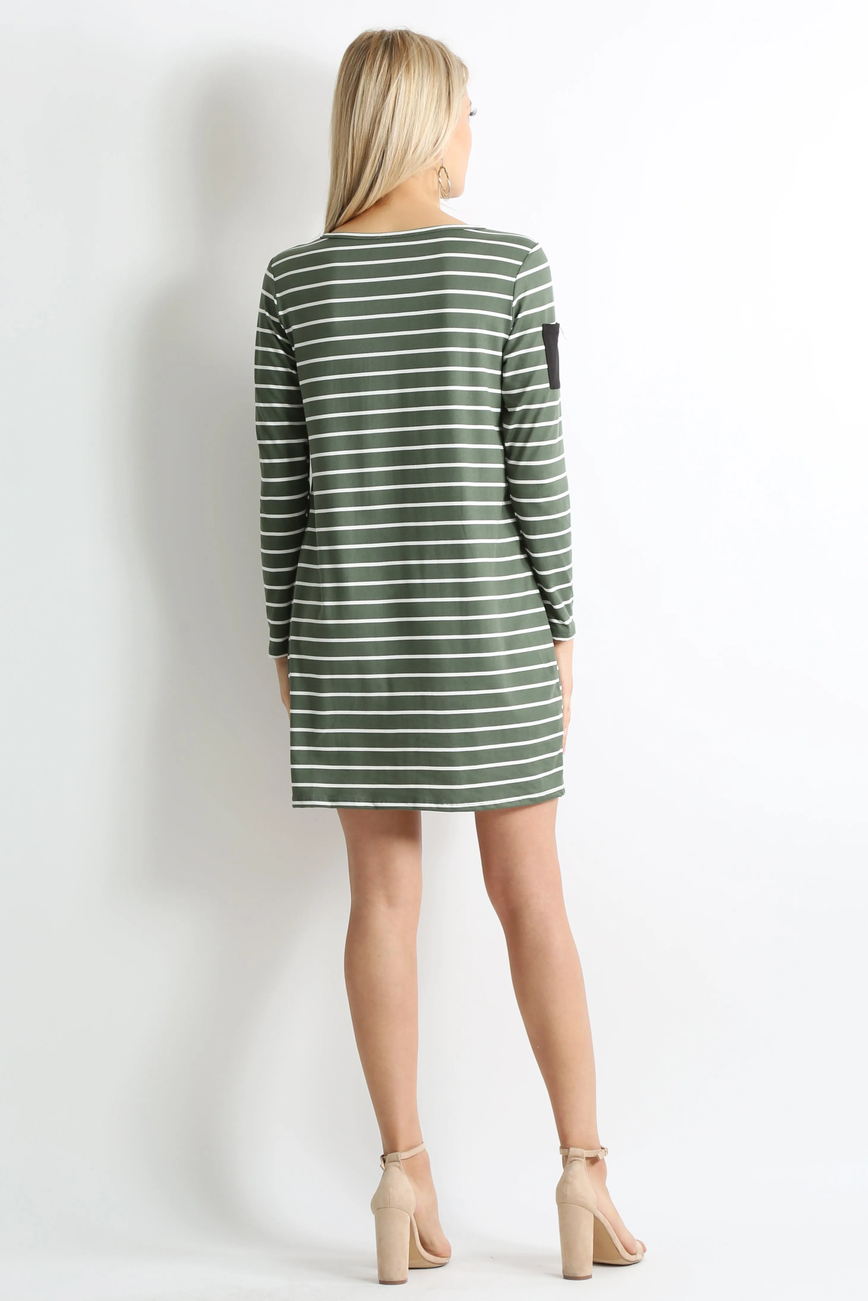 Stripe Sleeve Pocket Dress