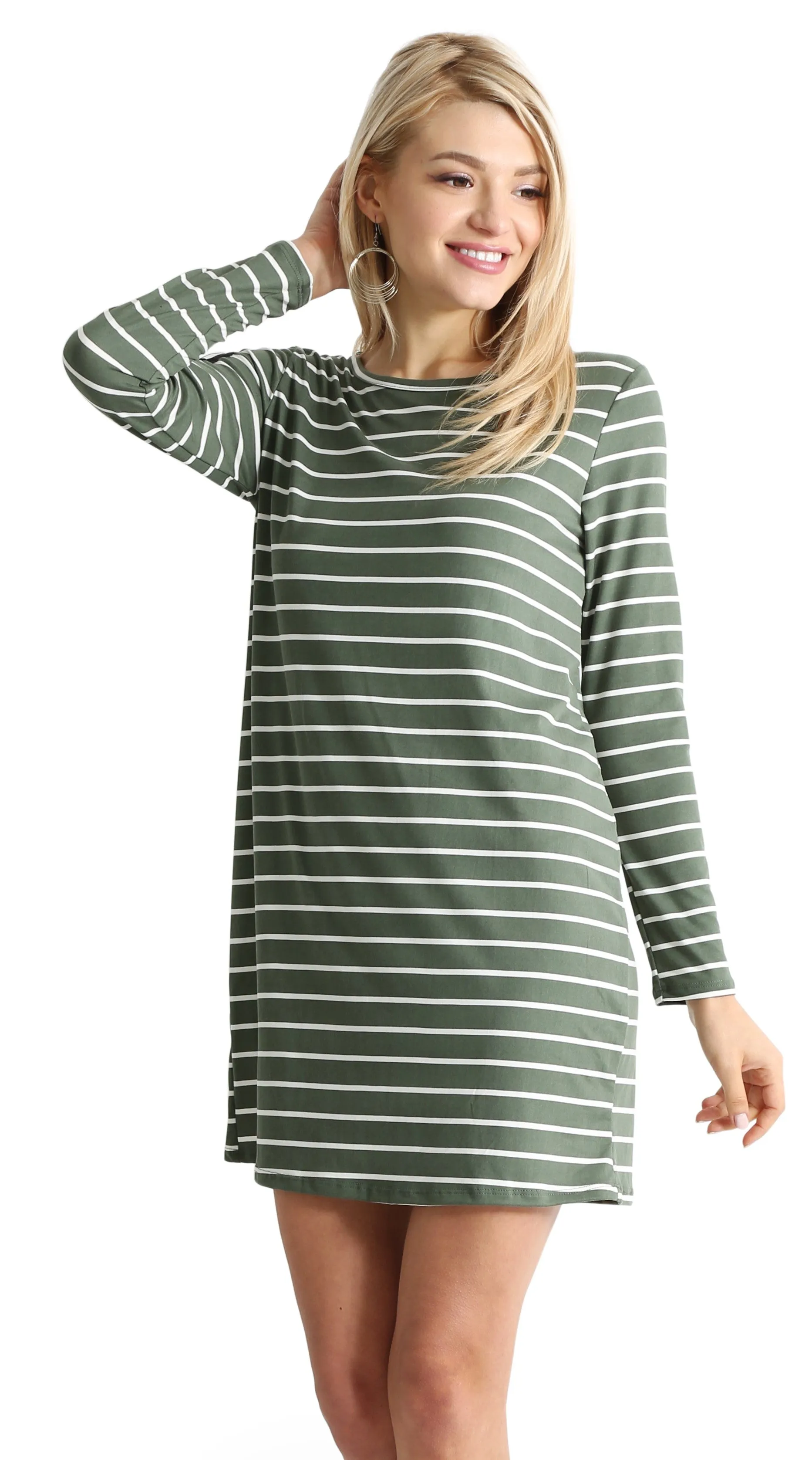 Stripe Sleeve Pocket Dress