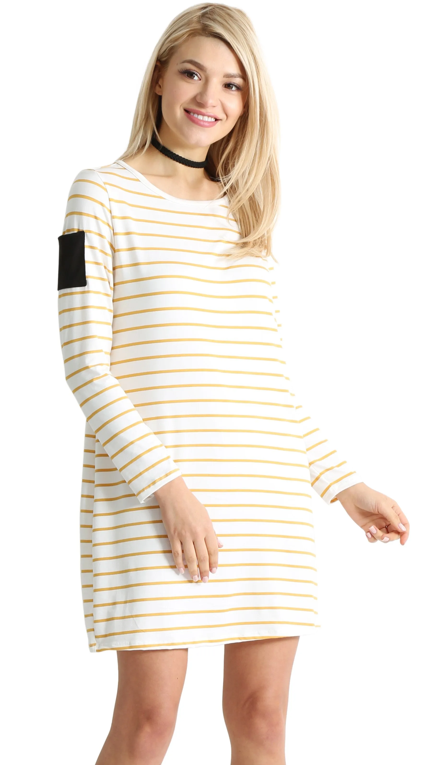 Stripe Sleeve Pocket Dress