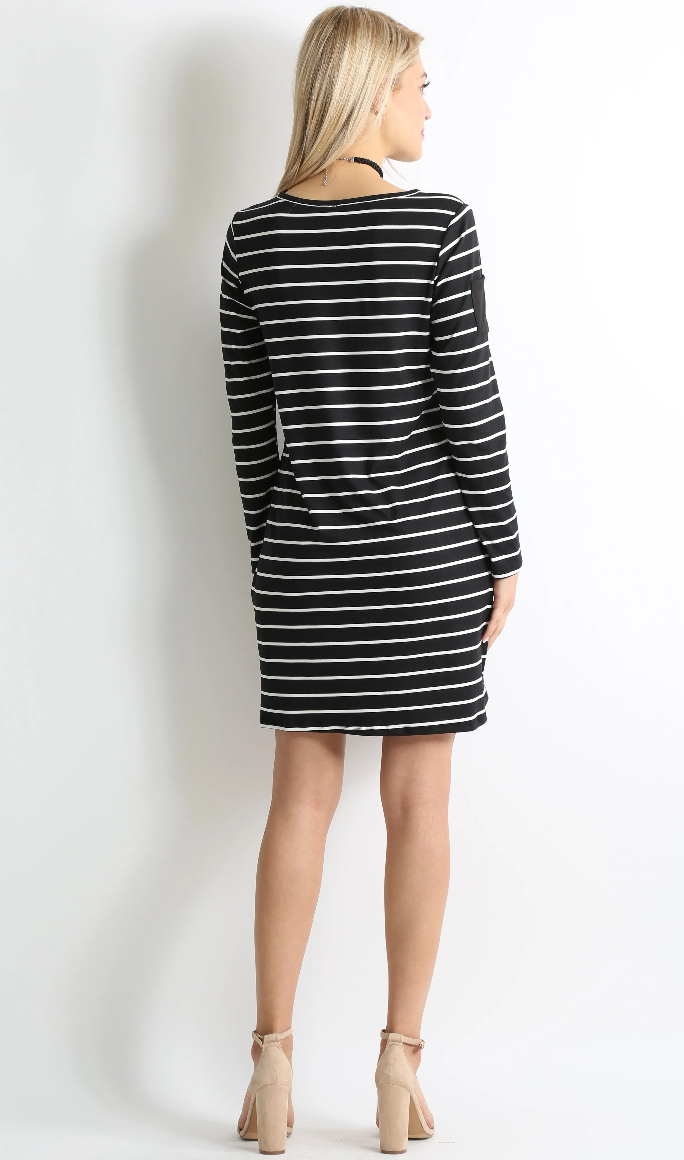 Stripe Sleeve Pocket Dress