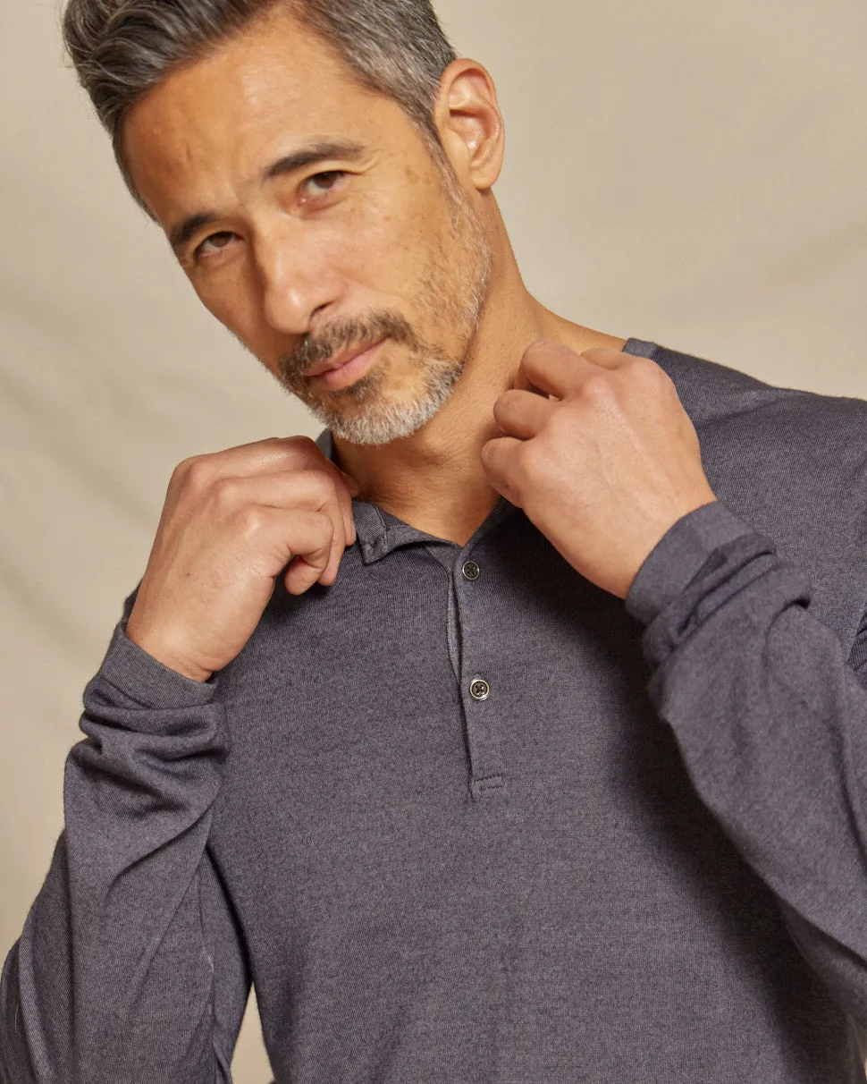 The Maxwell - LS Lightweight MERINOmax Henley Sweater - Steel