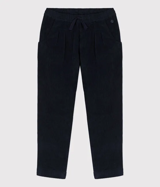 Wide Leg Corduroy Pants - Navy