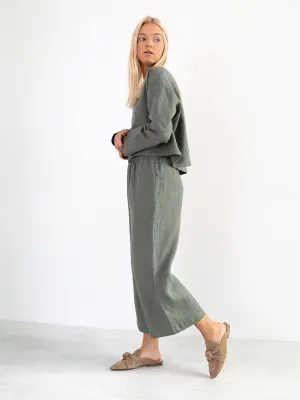 Wide-Leg Linen Pants